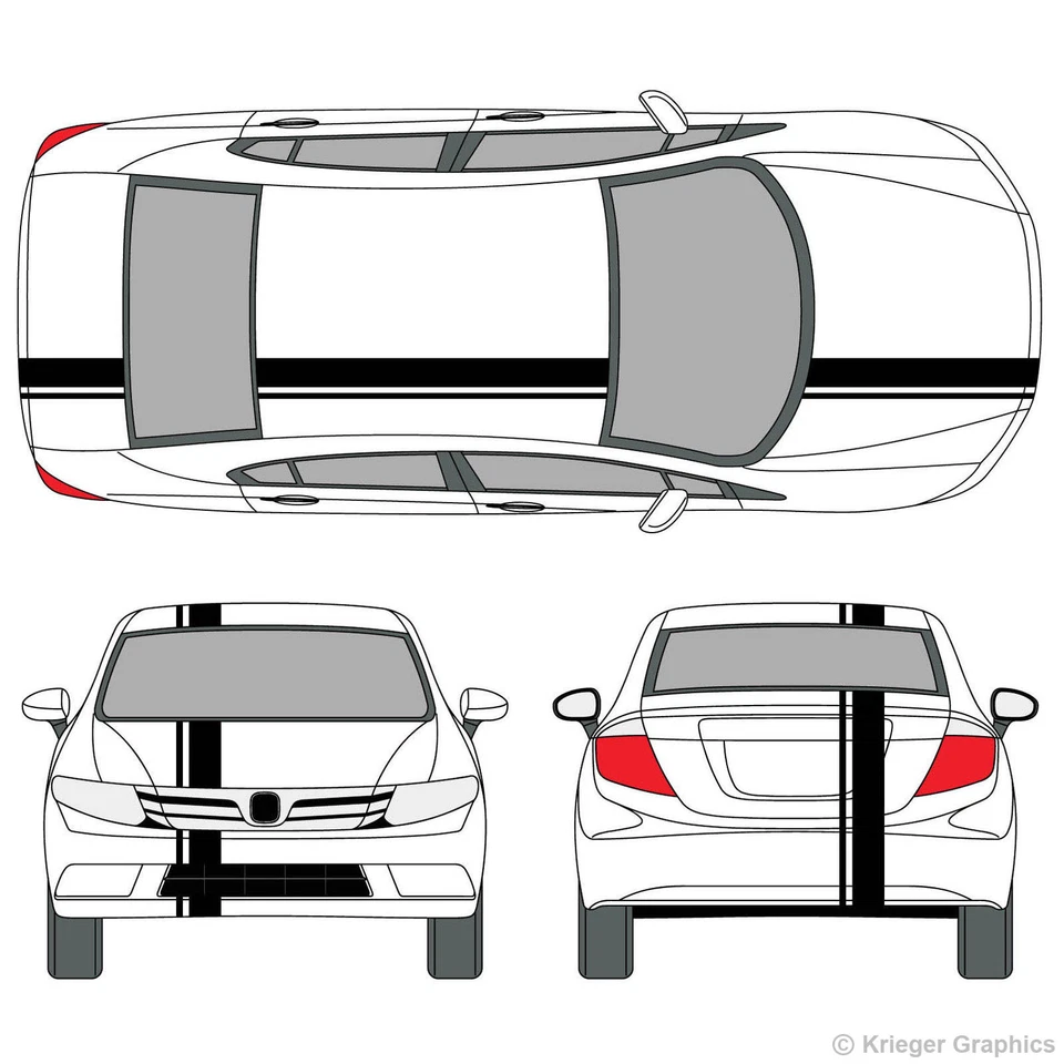 Adesivos de vinil 3M listras de corrida de rali offset único para Honda Civic Accord CRZ - Imagem 2 de 4