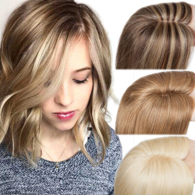 Topper Indian 100% Real Human Hair Toupee Piece Clip in Wig 10*10CM 10*12CM US