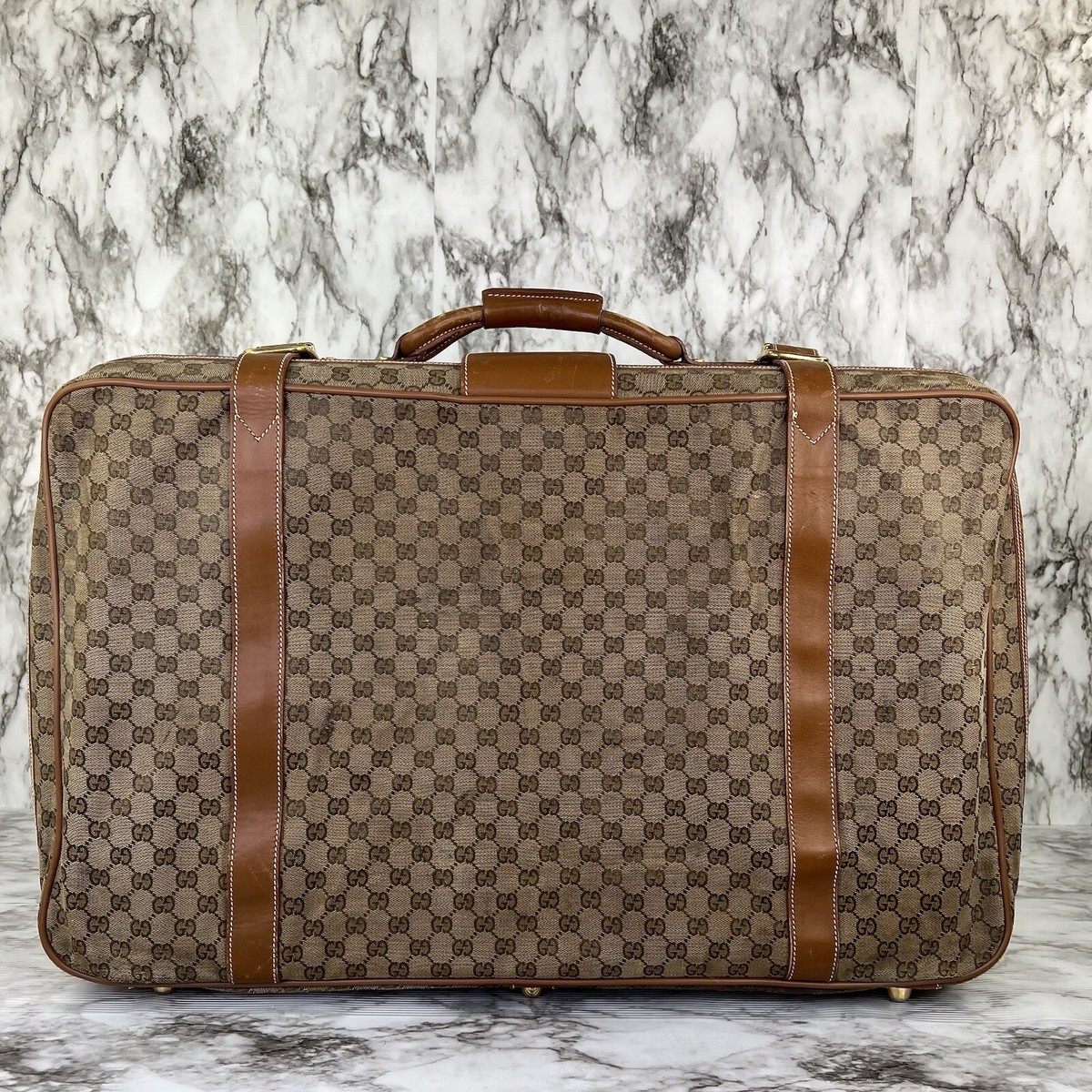Gucci Suitcase Luggage Travel Vintage Web Trunk 1960'S Authentic