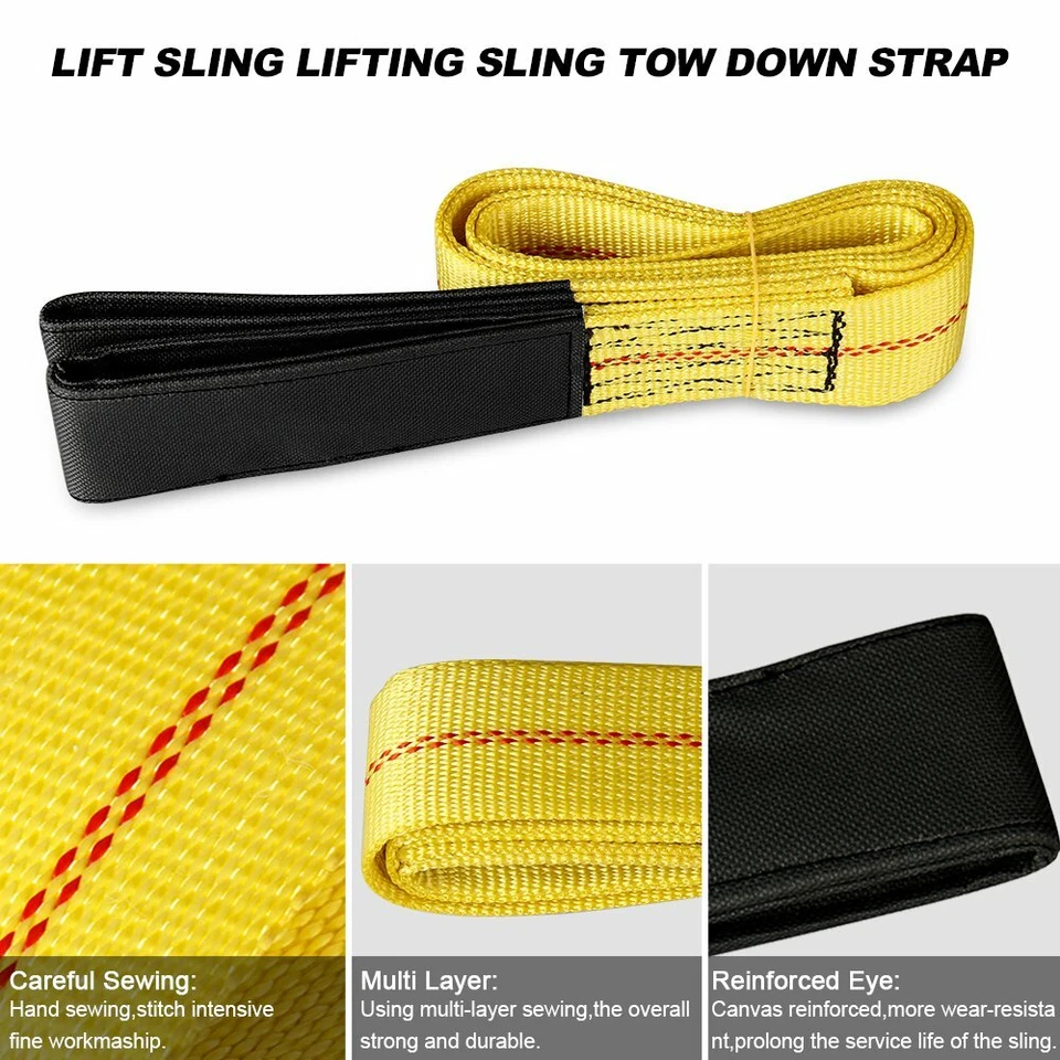 2pcs 6' x 2" Heavy Duty Nylon Lifting Sling Tow Strap Web Vertical Choker Basket - Image 3 of 4