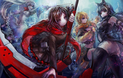 Anime girls artwork rwby ruby rose yang xiao long blake Playmat Gaming Mat Desk