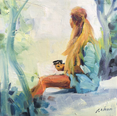 Original gemälde:  desire For  Love  20x20cm Öl auf Leinwand