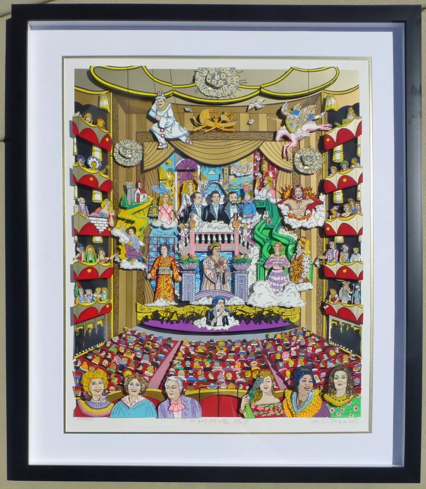 CHARLES FAZZINO A Night at the Met New York 3D Opera HAND SIGNED LARGE framed