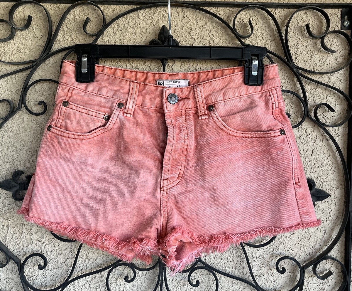 Free People Cut Off Shorts Size 25 Coral Peach Color