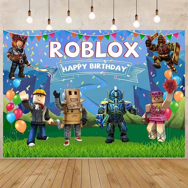 5*3ft Roblox Backdrop Banner Birthday Decorations Background Props Gift