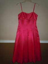David's Bridal Women's Evening Bridesmaid Formal Dark Pink Red Dress Size 8