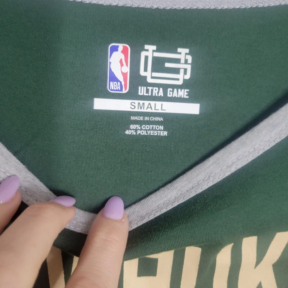 Milwaukee Bucks NBA Ultra Game Womens Sz S  3/4 Sleeve Jersey Tee Green & Gray - Image 3 of 4