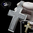 Silver/Gold Plated 3D Big Cross Pendant*Ip20 Men Stainless Steel Icy Bling Cz
