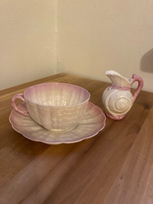 Antikes Tee Set , Tasse Untertasse + Milchkaenchen Irischen Belleek Co Fermanach