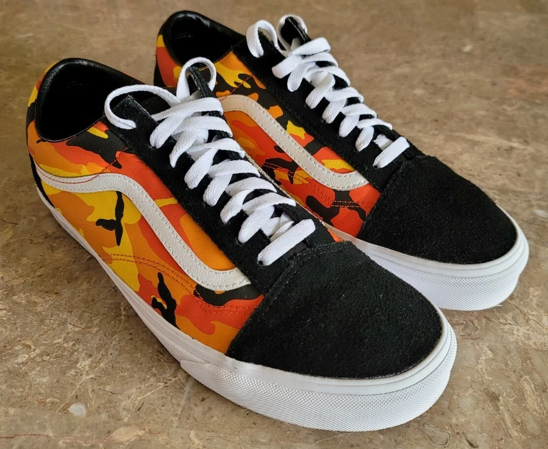 Shipley Blive kold lustre Vans old skool Mens Camo Black/White/ Orange/Red/Yellow US SIZE 11.5  without box | eBay