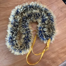 Hawaiian Yellow and Blue L Eyelash Lei Graduation Wedding Party Luau 40  