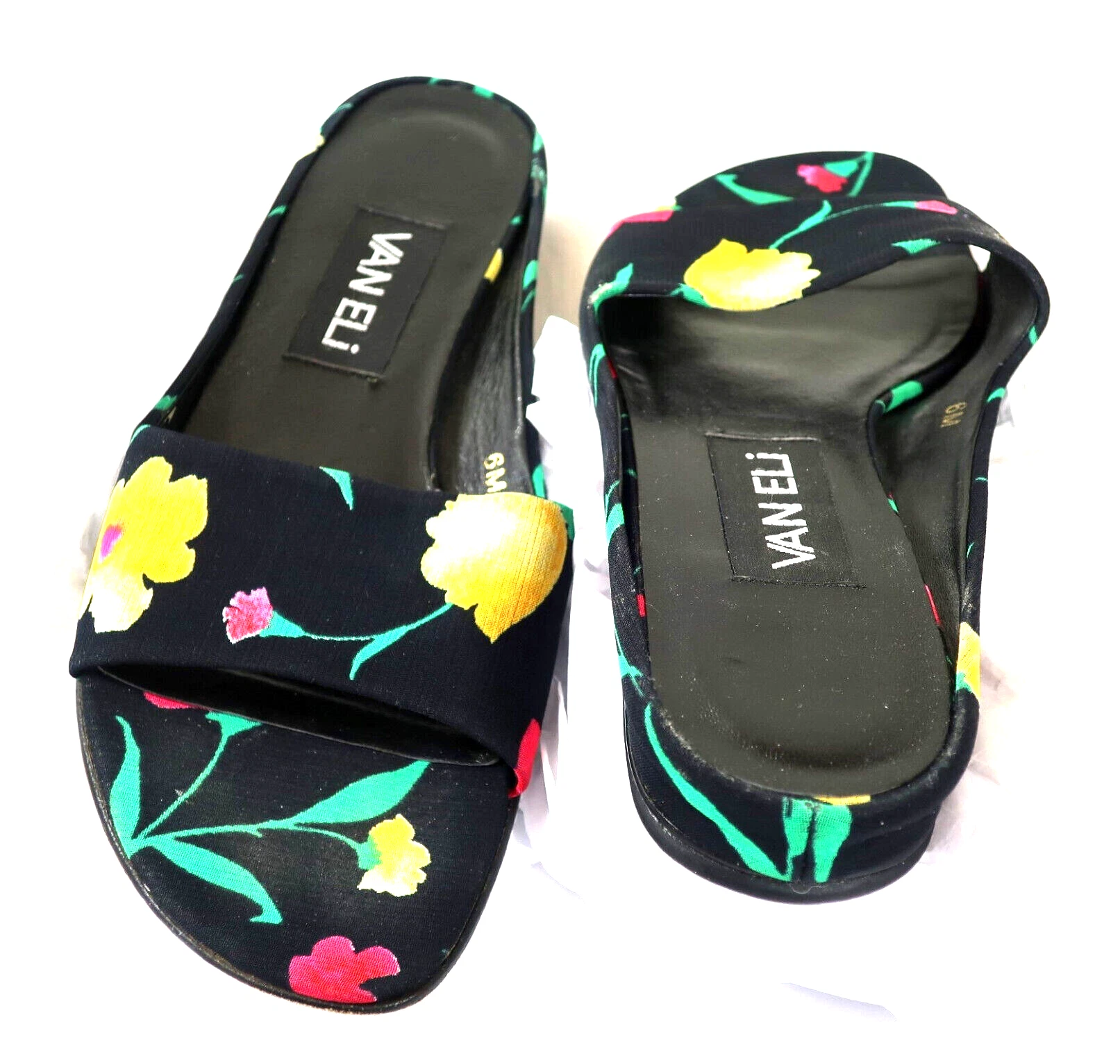 VANS Sandali VANELI Van Eli verdi colorati giallo muli floreali taglia 6