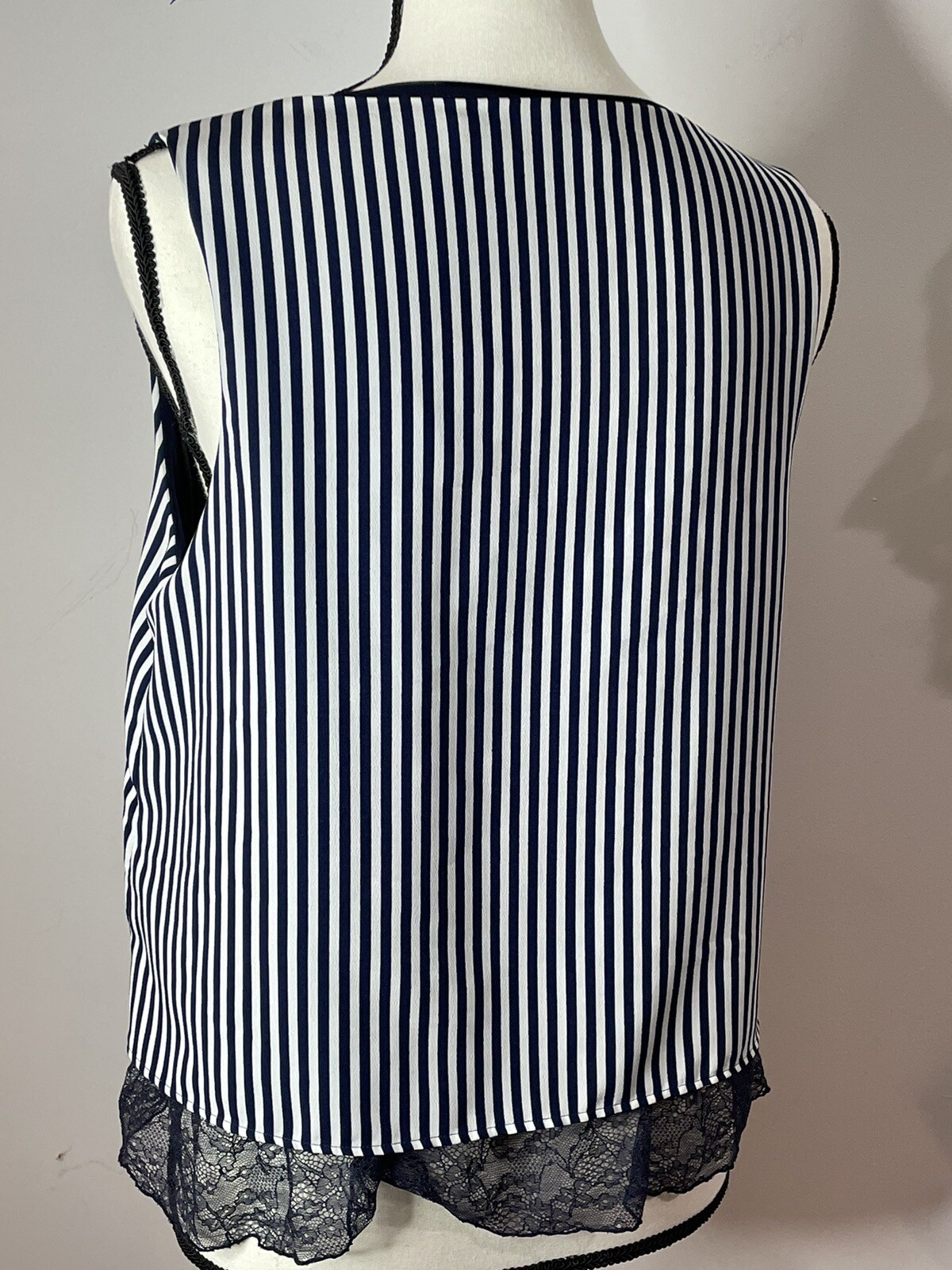 Zara Basic Women’s Small Striped Ruffled Blue & W… - image 4