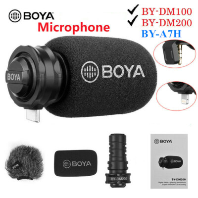 BOYA BY-DM100 DM200 A7H Digital Stereo Condenser Microphone Mic For Smartphone