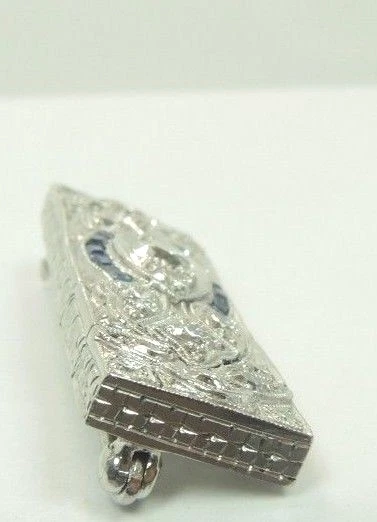 Antiguo broche prendedor de diamantes Art Deco años 20 platino EGL EE. UU. tasación 1,35X,4" Foto 2 de 4