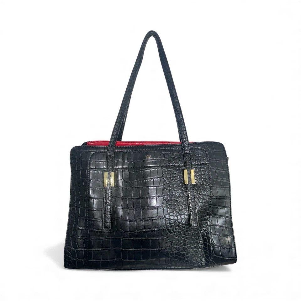 Bolso de Hombro Tutilo New York Negro Grande Acabado Patrón Reptil Cocodrilo Foto 4 de 4