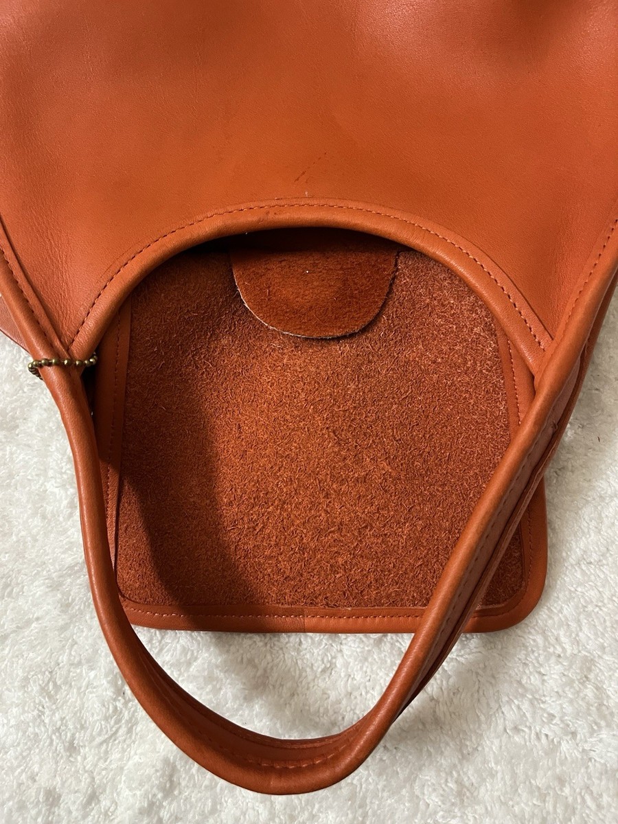 Vtg Coach Ergo 9027 Tangerine Leather Mini Hobo Shoulder Bag 90s