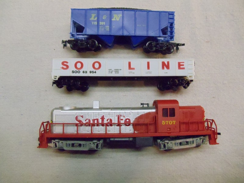 H.O. Scale 2 Lifelike Train Cars & One Santa Fe Diesel Dummy Engine from 1970's