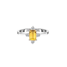 Citrine White Topaz Solid 925 Sterling Silver Ring 5