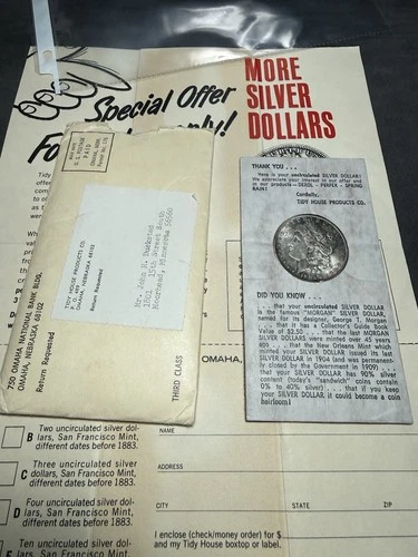 1883-O Tidy House Morgan Silver Dollar Uncirculated Toner Original $1