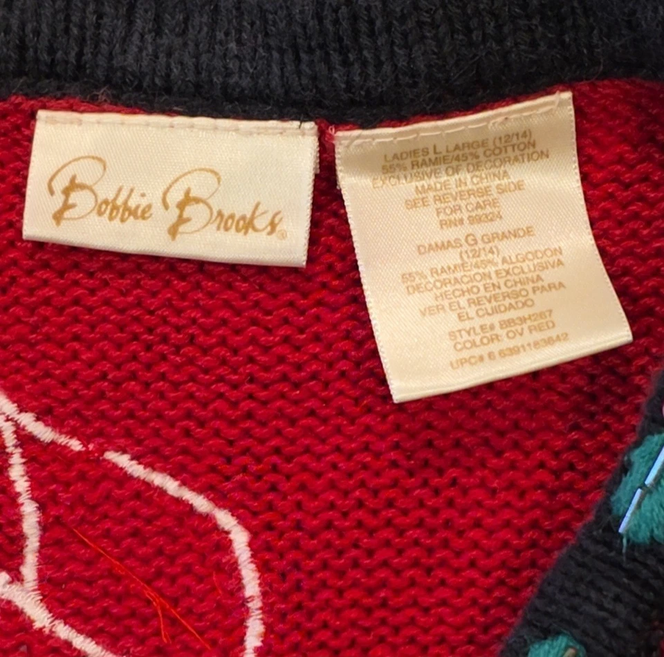 Suéter Chaleco Rojo Talla Grande Vintage Bobbie Brooks Para Mujer Musical Navidad Foto 3 de 4