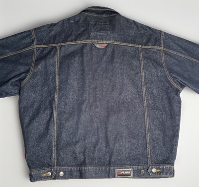 FUBU ダークデニムジャケット XXL FUBU Jean Jacket Mens XXL Dark Wash Denim Trucker Zip Y2K