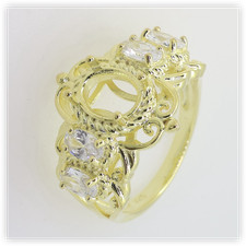 Edwardian Style Sterling Silver Semi Mount Ring Setting Oval OV 8x6mm Gold Plate