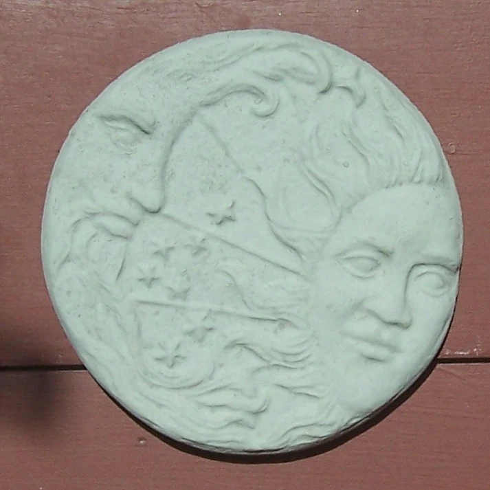 Placa colgante de pared de hormigón Sun Moon 7,5", cemento jardín patio decoración Foto 4 de 4