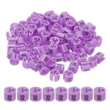 100 Pcs Clothes Hanger Marker Number 32 Tag 3mm Rod Garment Size Tag Purple Pink