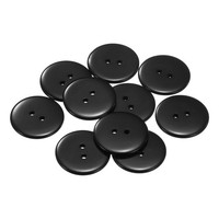 NäHknöPfe, 25 Mm, 2 LöCher, Kunstharz, Rund, BastelknöPfe, Schwarz, 10 StüCk