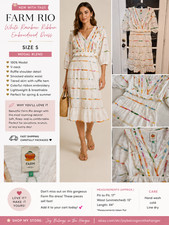 anthropologie Farm Rio dress Small  White Festive Boho