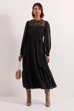 Dorothy Perkins Black Midi Dress Womens Daywear Dresses
