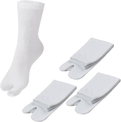 3 Pairs Japan Tabi Socks, Split 2 Toe Sandals Ninja Slipper Japanese Kimono Whit