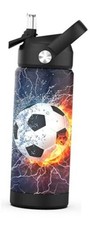 Boys Soccer Water Bottle for School  Kids 18 oz Insulated Stainless A10.Soccer-B