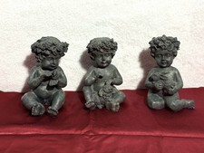 Vintage Cherub Angel Resin Figurines Home Garden Decor Statues Painted Set Of 3