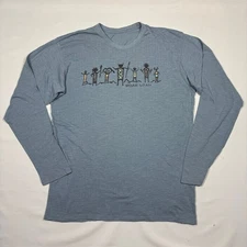 Moab Utah Blue Long Sleeve Native Southwestern Tribal Graphic T-Shirt Womens L