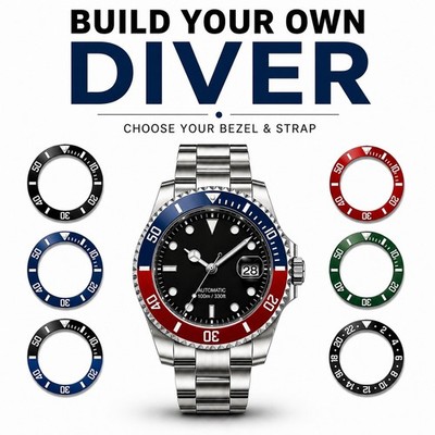 Custom Automatic Divers Watch BUILD YOUR OWN Choice Sapphire Crystal 100m UK 