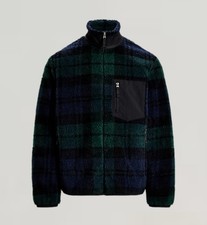 Polo Ralph Lauren Bonded Hi Pile Sherpa Hybrid Fleece Jacket Plaid Nuovo con etichette Uomo XL