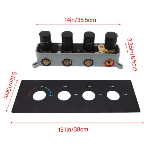 Shower Diverter Valve Concealed Thermostatic Mixer Brass 3 Way Valve Kit 02 - Afbeelding 3 van 12