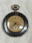 Urania Silver Niello Antique Pocket Watch Open Face In Good Working Condition 4