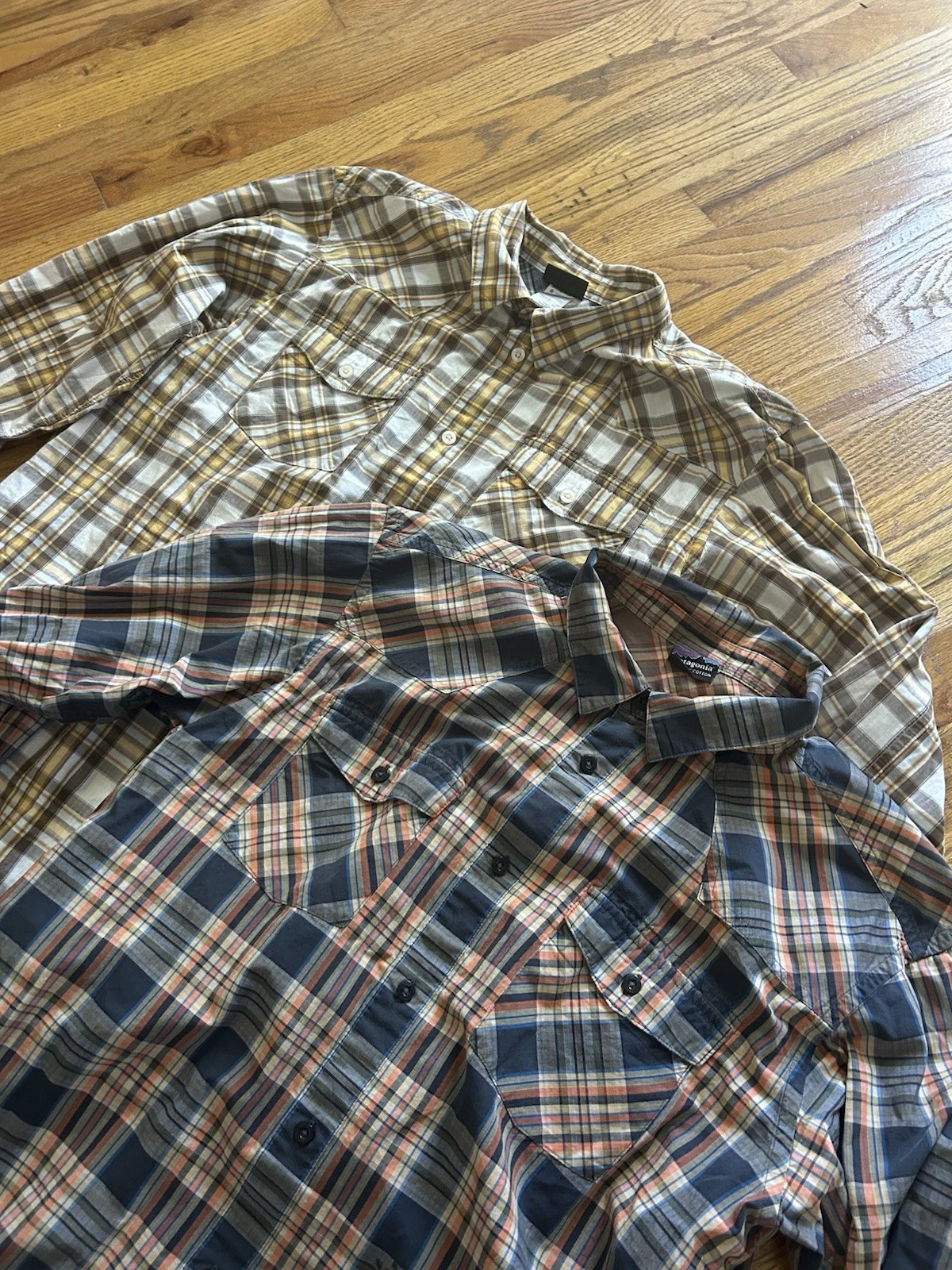 Patagonia Mens Organic Cotton Button Up Shirts Plaid Size Large Outdoors Hiking