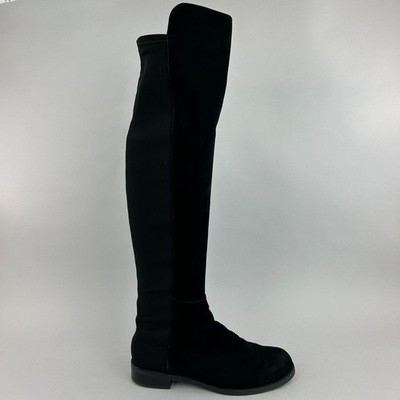 Stuart Weitzman 5050 schwarz Wildleder kniehoch elastisch zum Ziehen Reitstiefel US8 UK6