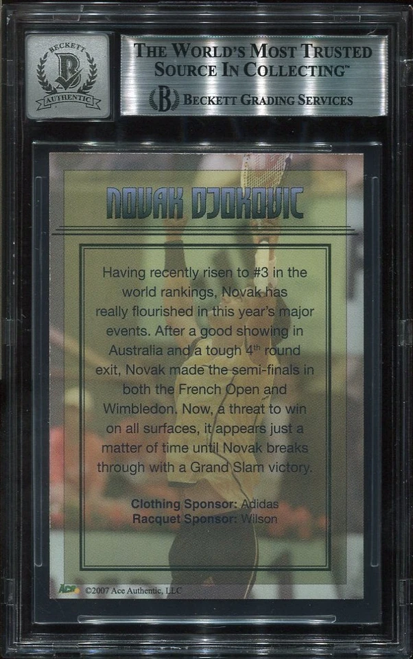 NOVAK DJOKOVIC signed autographed 2007 ACE PROMO ROOKIE CARD RC BECKETT 10 (BAS) - Image 2 of 2