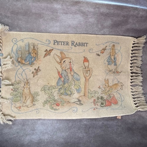 Vintage Peter Rabbit Woven Cotton Rug Beatrix Potter Bunnies For ...