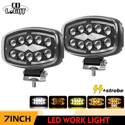 Zweifarbig LED Arbeitsscheinwerfer mit DRL Tagfahrlicht LKW Bagger Traktor 24V