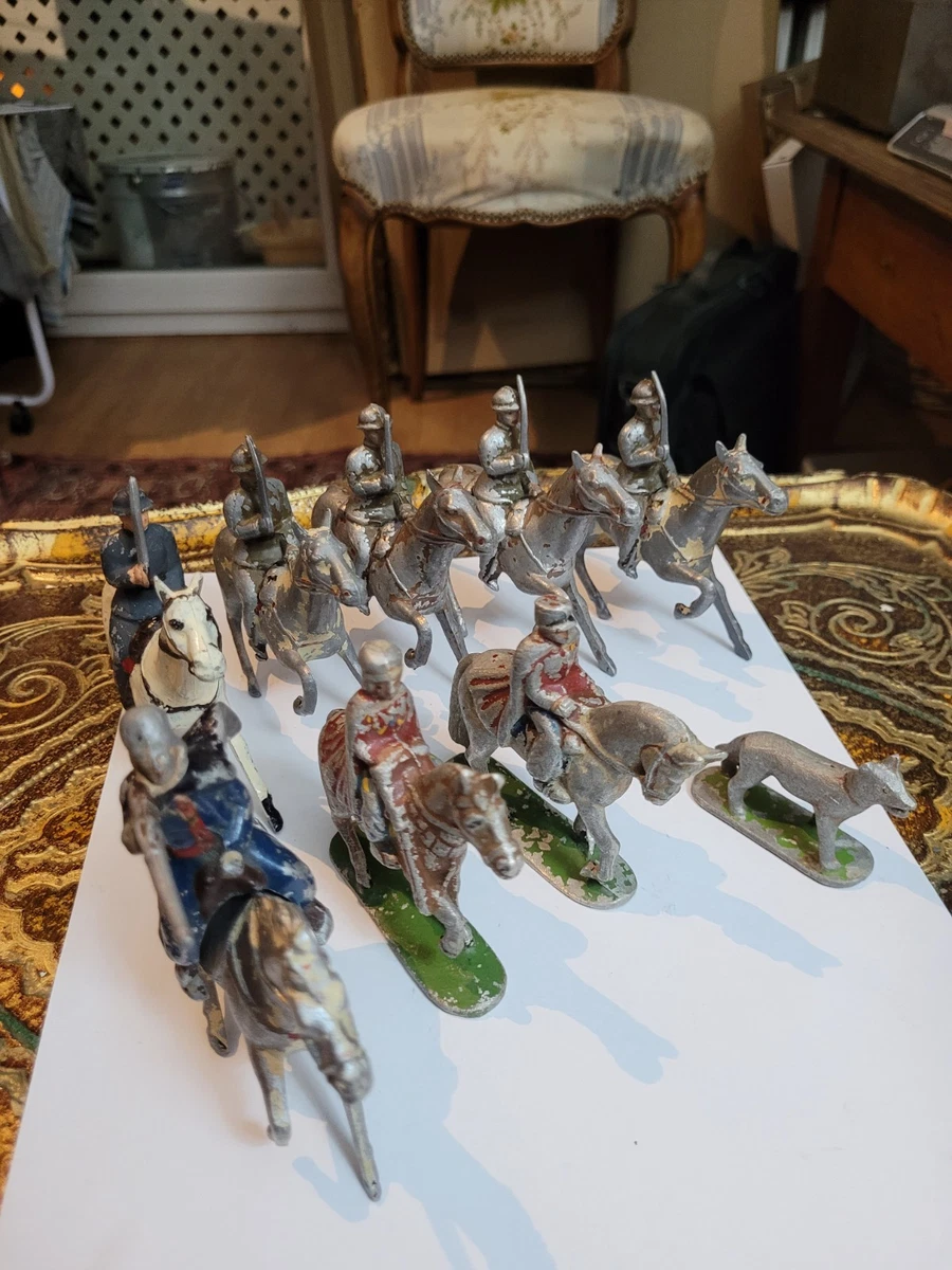 Cheval De Trait Miniature Avec Barrière Quiralu - Jouet Ancien En Aluminium, Occasion, Fabrication Française