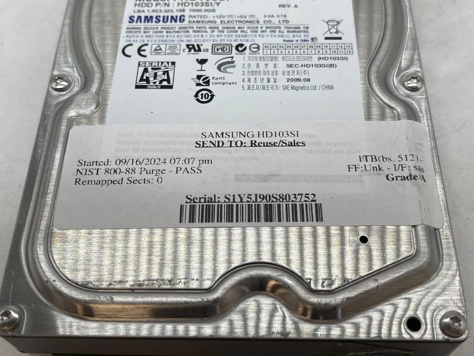 SAMSUNG 1TB HD103SI SATA 3.5'' Internal Hard Drive GRADE A FREE S/H - Image 4 of 4