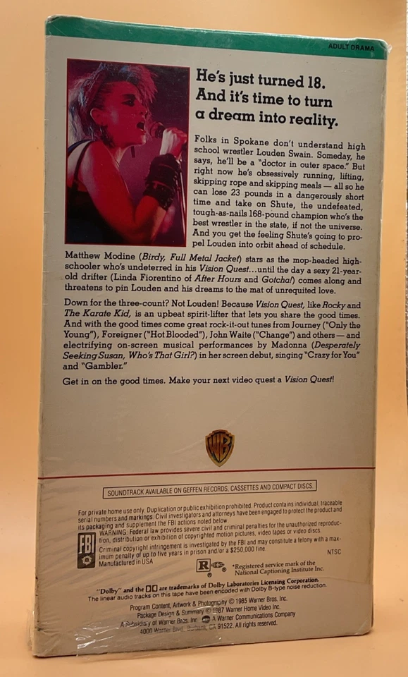 Vision Quest VHS 1985, 1987 **Buy 2 Get 1 Free** - Image 2 of 4