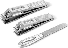 Ultra Sharp Nail Clippers Set, Zinc Alloy Steel, Silver Tin Case