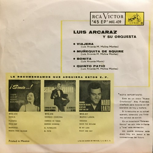 Luis Alcaraz Orchestra Bonita Quinto patio Superb Latin Jazz 7" 45rpm